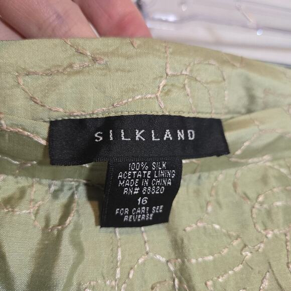 Silkland 2 Piece Set Suit Embroidered 100% Silk Boho Office Hippie Collared 16 - Picture 2 of 9